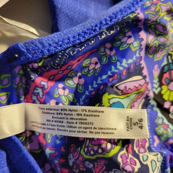 "Vera Bradley " Woman's bikini top  Size: Small  blue/Embroidered floral NWT - Picture 6 of 8